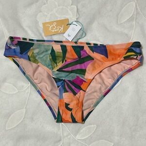 Kona Sol Multicolor Leaf Print Bikini Bottom